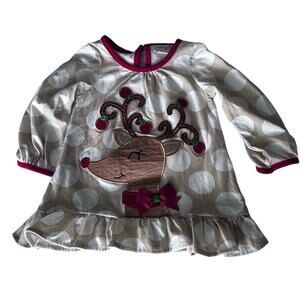 Emily Rose Brown Polkadot Reindeer Christmas Top - 2T